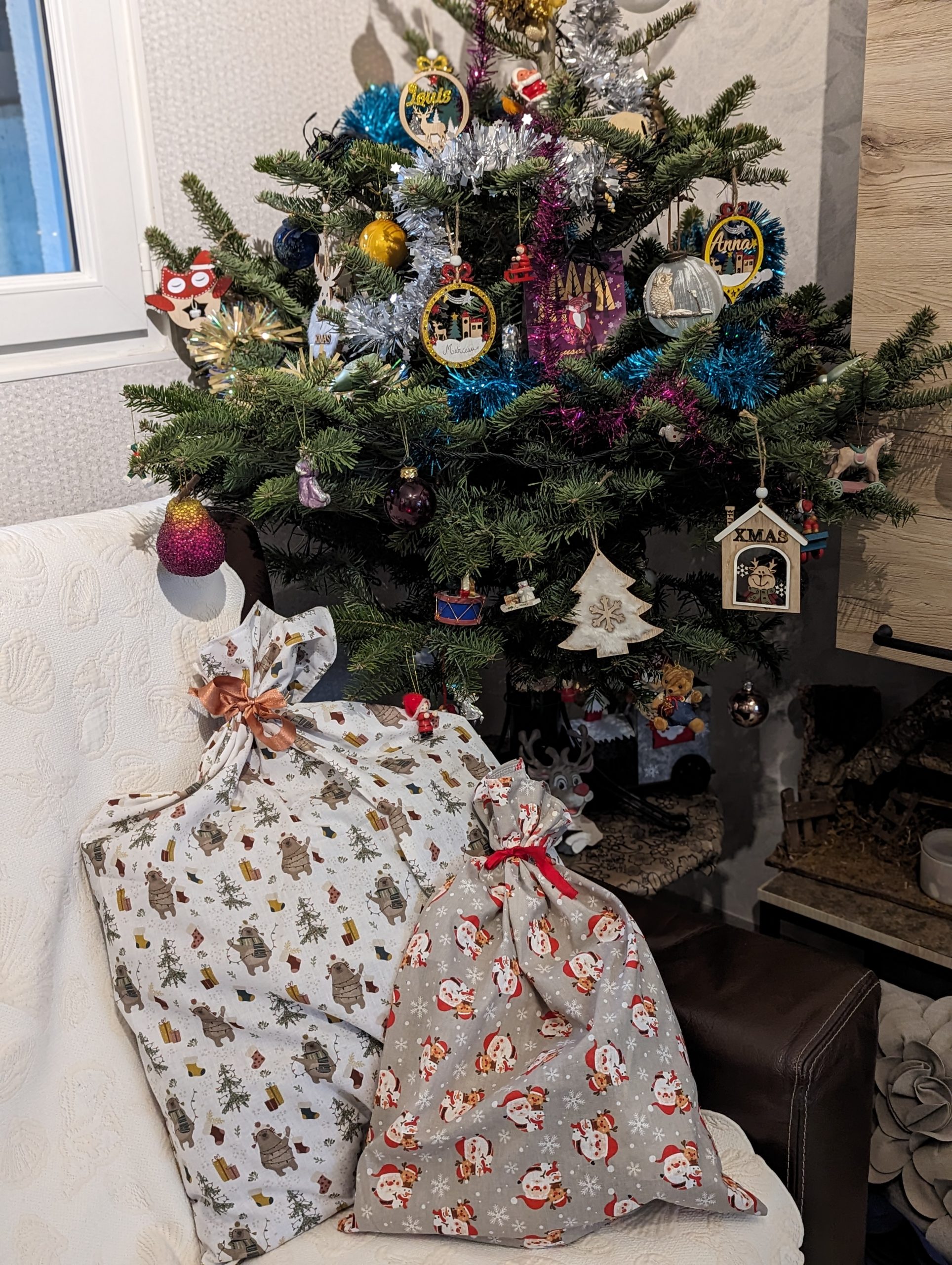 Sacs cadeaux de Noël réutilisables