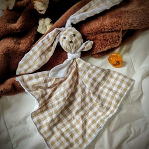 Georges le doudou lapin "vichy marron"